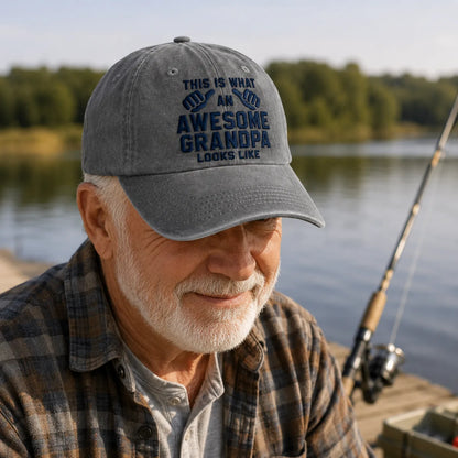 This Is What An Awesome Grandpa Looks Like Washed Cap - washed cap - detail