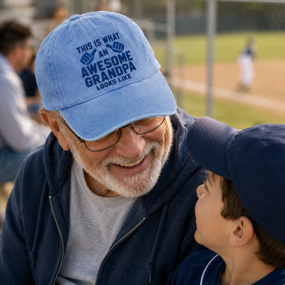 This Is What An Awesome Grandpa Looks Like Washed Cap - washed cap - lifestyle