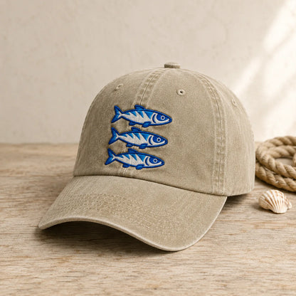 Three Blue Sardines Washed Cap - washed cap - lifestyle