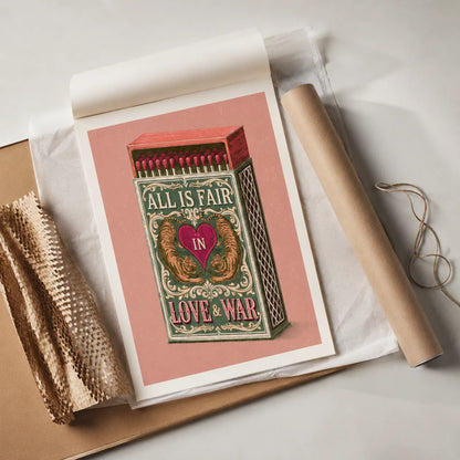 Tiger Matchbox Love and War Wall Art Decor - Wall Art Decor - back view