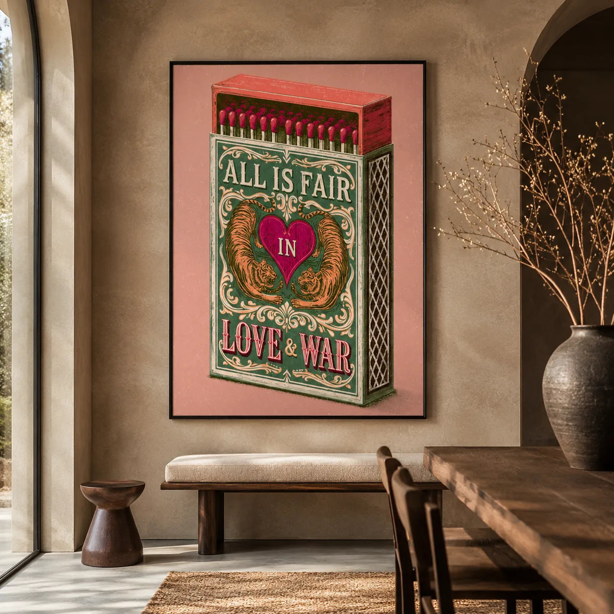 Tiger Matchbox Love and War Wall Art Decor - Wall Art Decor - close up