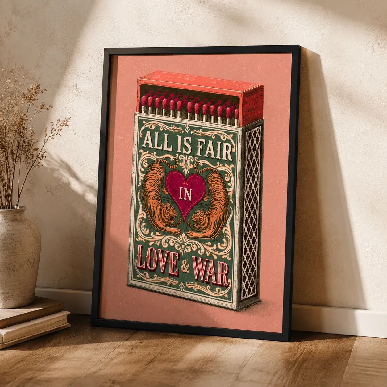 Tiger Matchbox Love and War Wall Art Decor - Wall Art Decor - side view