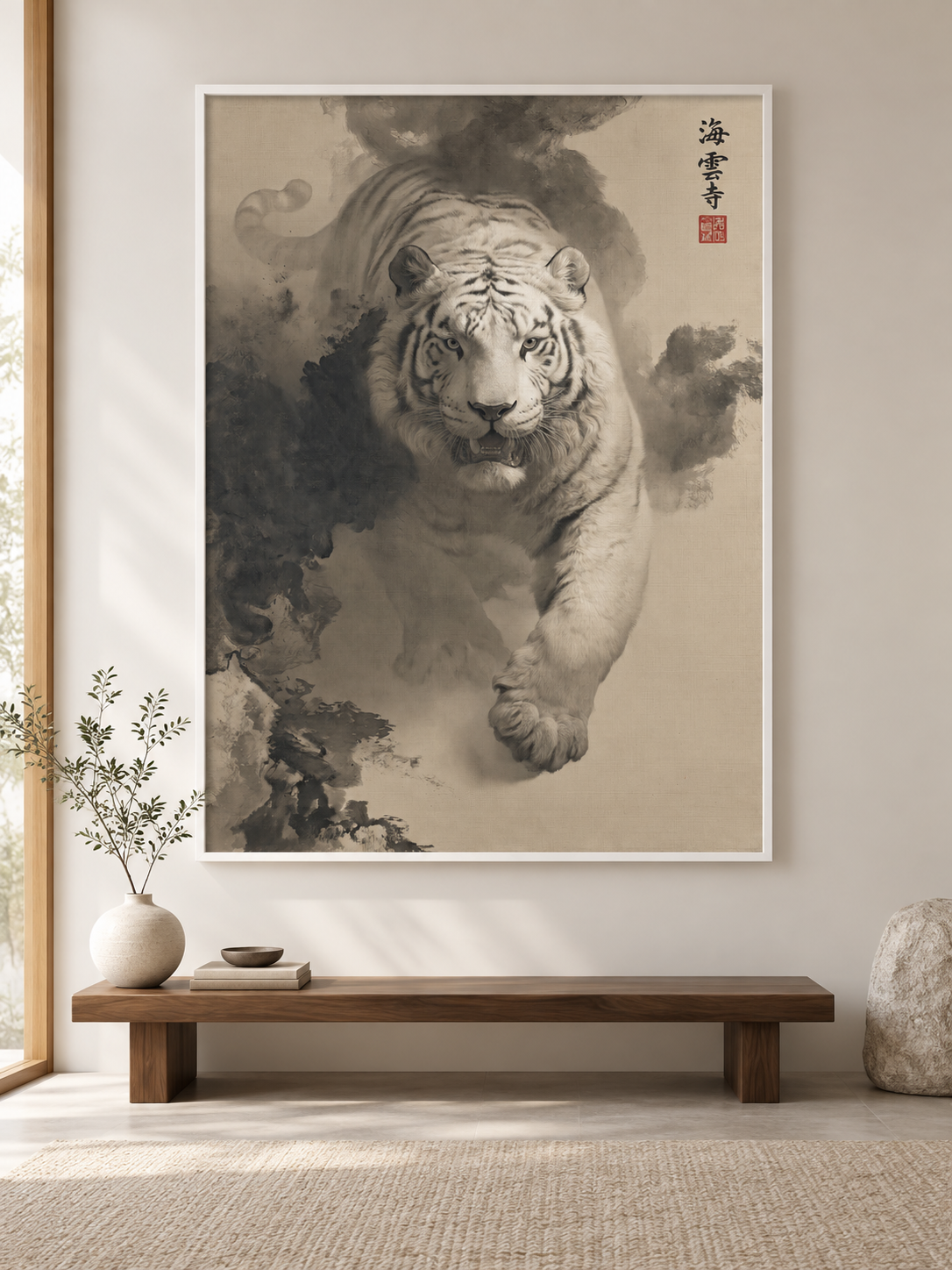 Tiger Through Ink Clouds Poster - Wall Art Decor - alternate angle - canvas print, framed wall art