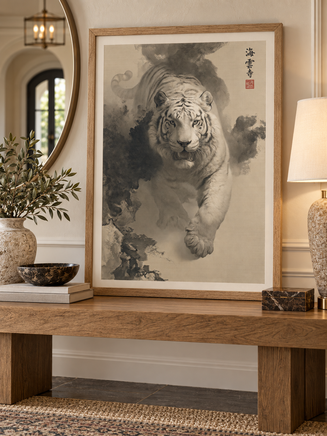 Tiger Through Ink Clouds Poster - Wall Art Decor - packaging - canvas print, framed wall art