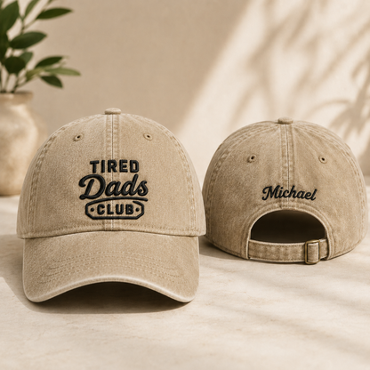 Tired Dads Club Washed Cap - front view