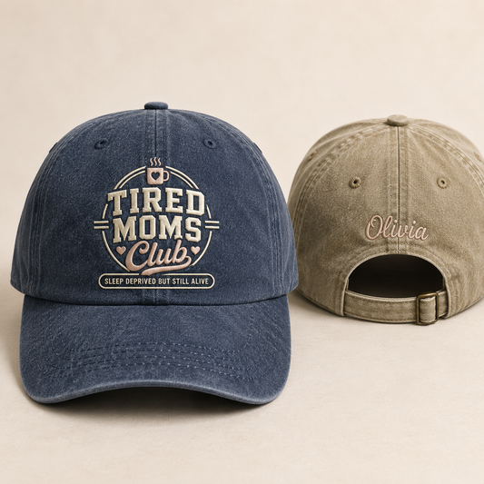Tired Moms Club Washed Cap - Washed Cap - front view