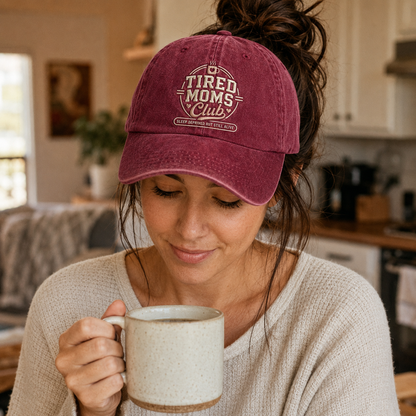 Tired Moms Club Washed Cap - Washed Cap - side view