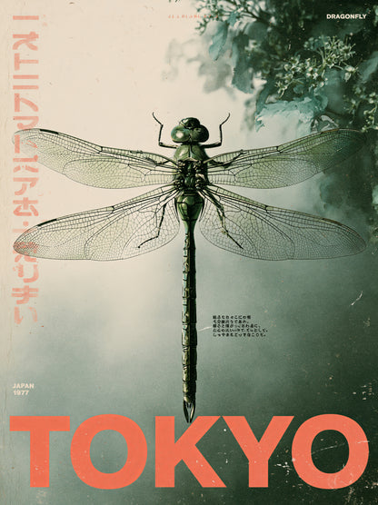 Tokyo Dragonfly Poster - Wall Art Decor - front view - tokyo dragonfly poster, japanese dragonfly wall art