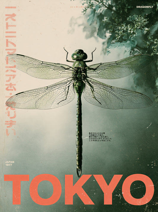 Tokyo Dragonfly Poster - Wall Art Decor - front view - tokyo dragonfly poster, japanese dragonfly wall art