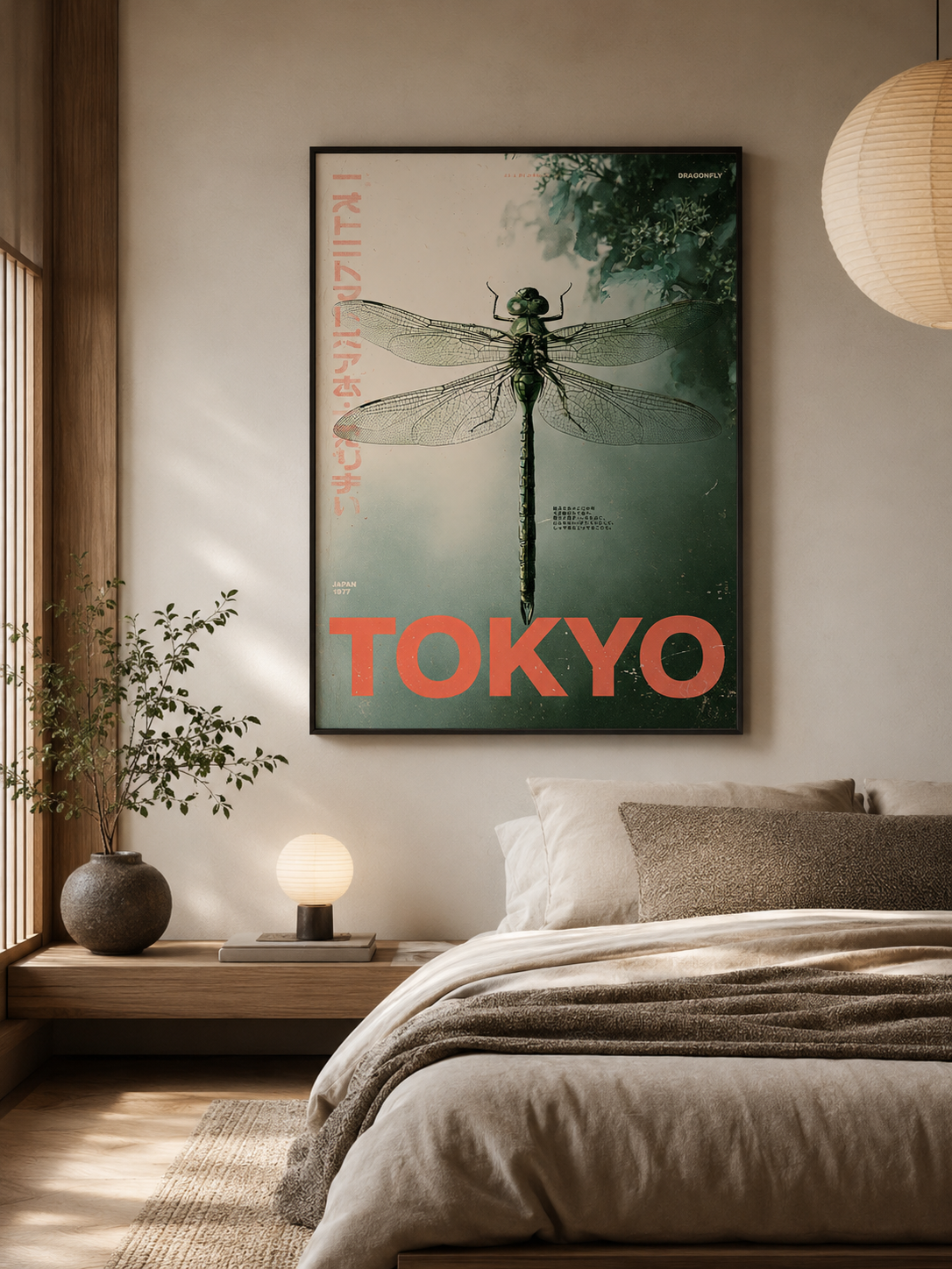 Tokyo Dragonfly Poster - Wall Art Decor - lifestyle shot - tokyo dragonfly poster, japanese dragonfly wall art