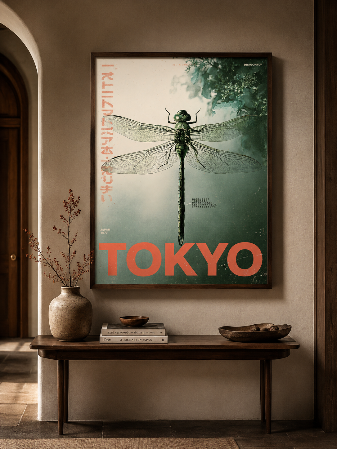 Tokyo Dragonfly Poster - Wall Art Decor - alternate angle - tokyo dragonfly poster, japanese dragonfly wall art