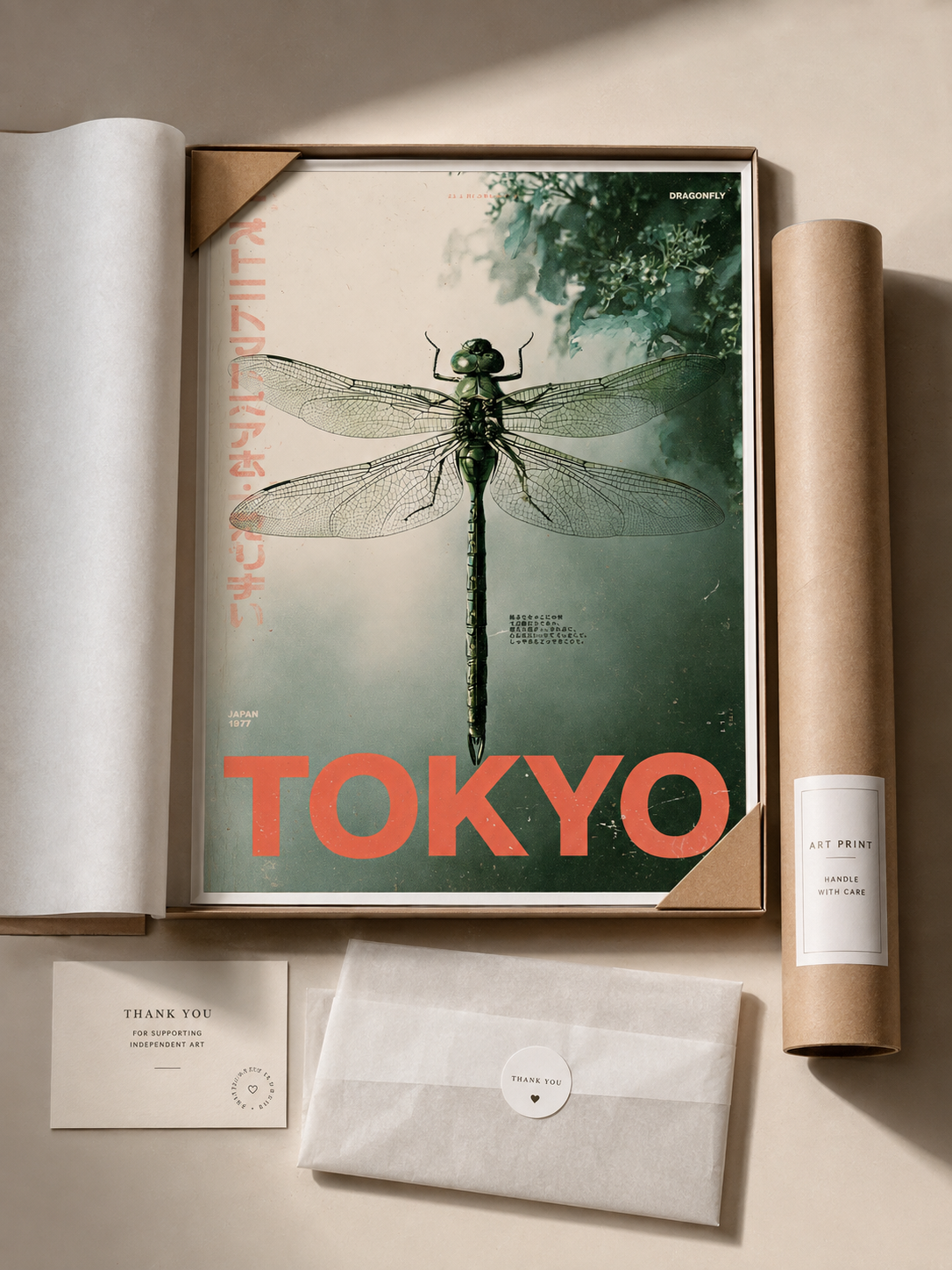 Tokyo Dragonfly Poster - Wall Art Decor - detail view - tokyo dragonfly poster, japanese dragonfly wall art