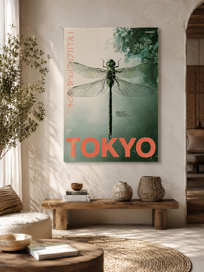 Tokyo Dragonfly Poster - Wall Art Decor - lifestyle shot - tokyo dragonfly poster, japanese dragonfly wall art