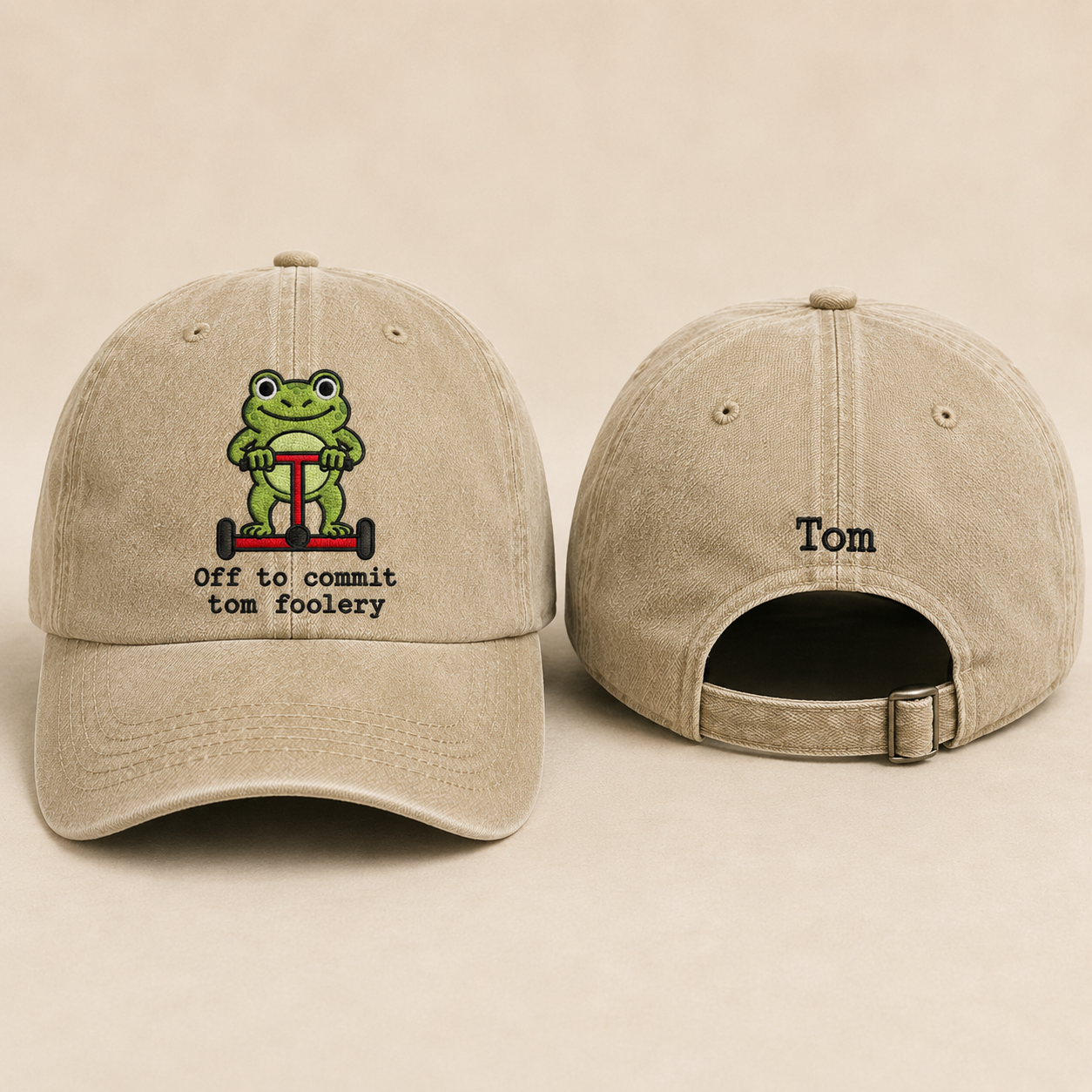 Tom Foolery Frog Washed Cap - Washed Cap - front view