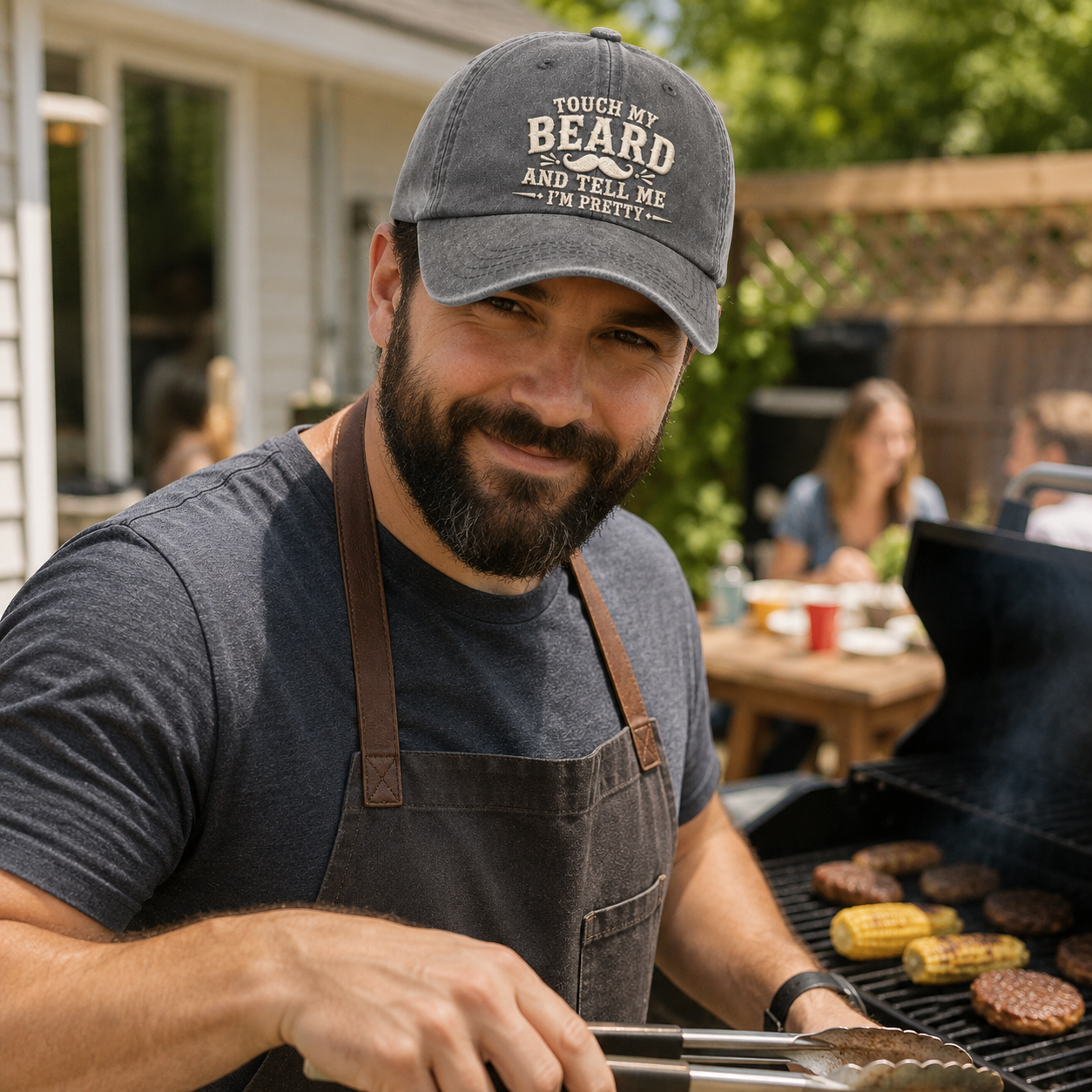 Touch My Beard Embroidered Washed Cap - Washed Cap - alternate angle