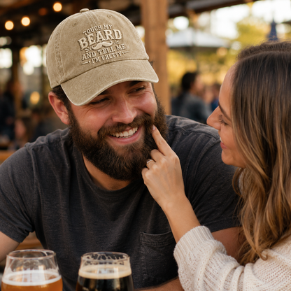 Touch My Beard Embroidered Washed Cap - Washed Cap - lifestyle
