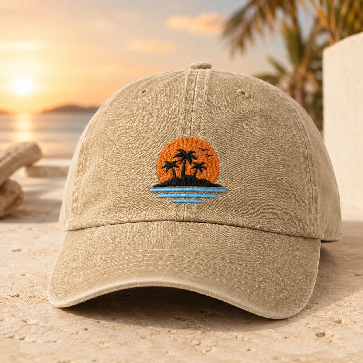 Tropical Sunset Washed Cap - washed cap - detail