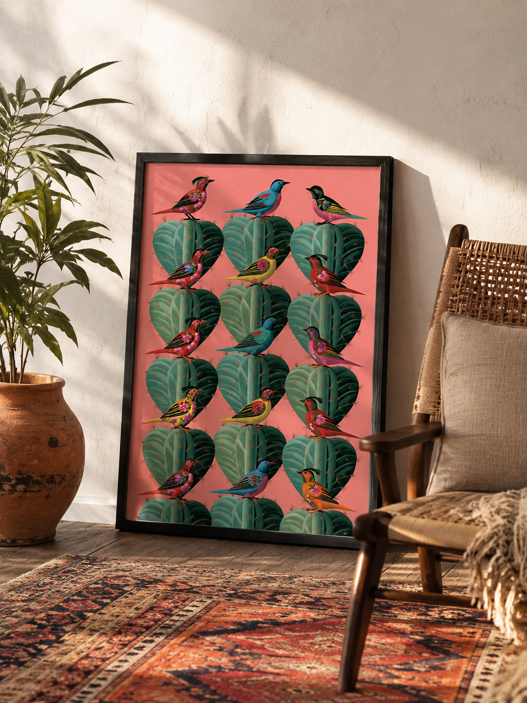 Tropiska Fåglar Poster - Wall Art Decor - alternate angle - tropical tanager wall art, colorful bird art print