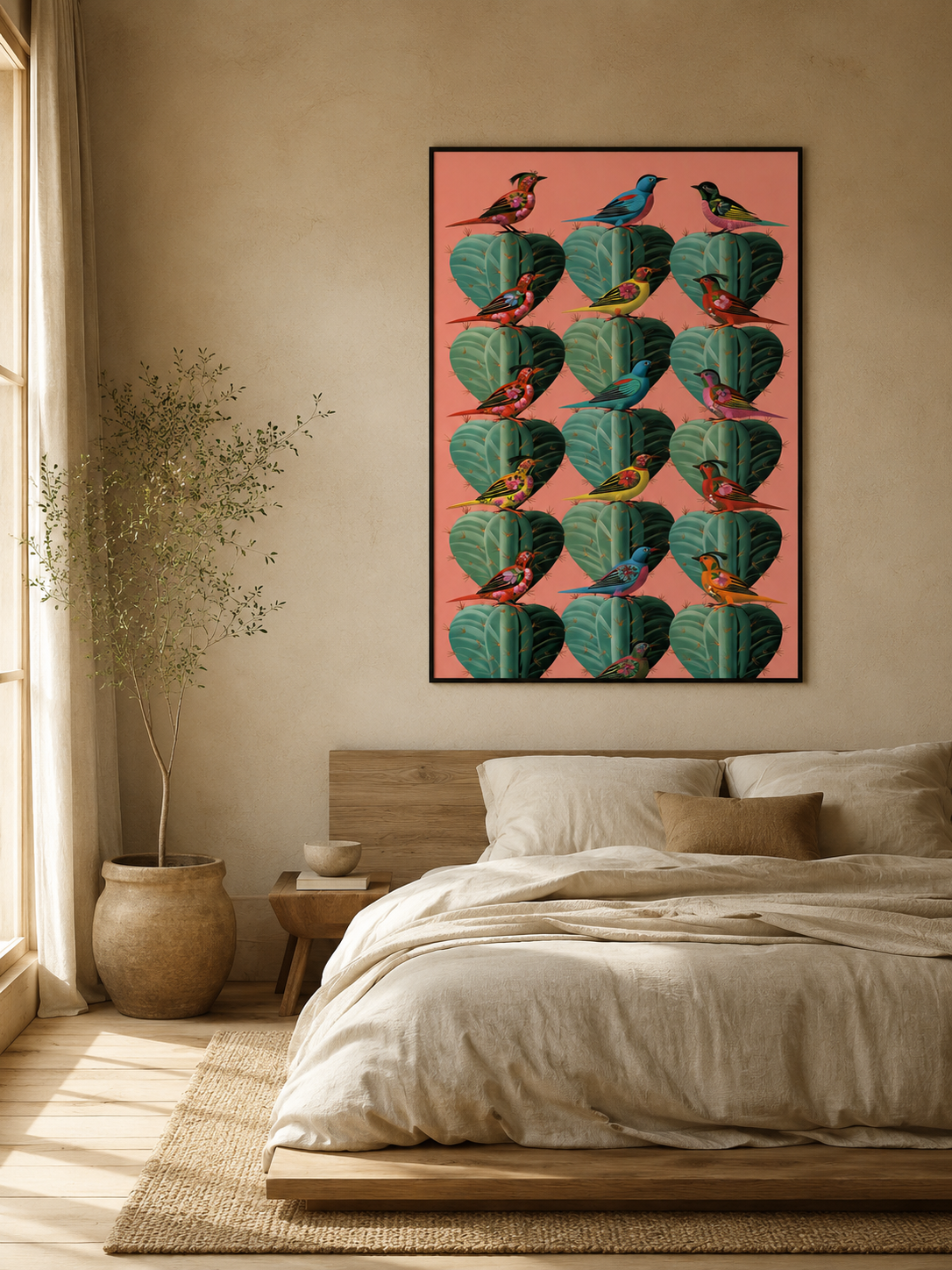Tropiska Fåglar Poster - Wall Art Decor - lifestyle shot - tropical tanager wall art, colorful bird art print