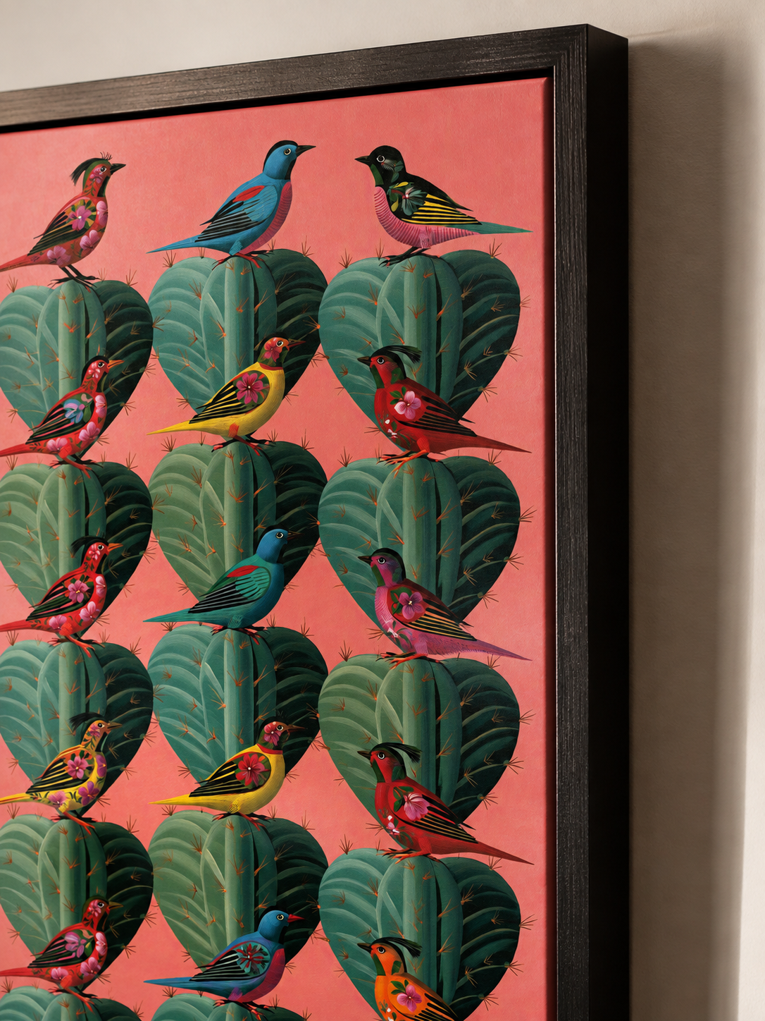 Tropiska Fåglar Poster - Wall Art Decor - lifestyle shot - tropical tanager wall art, colorful bird art print
