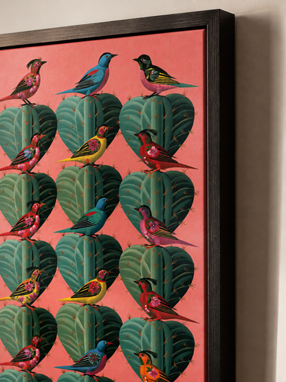 Tropiska Fåglar Poster - Wall Art Decor - lifestyle shot - tropical tanager wall art, colorful bird art print