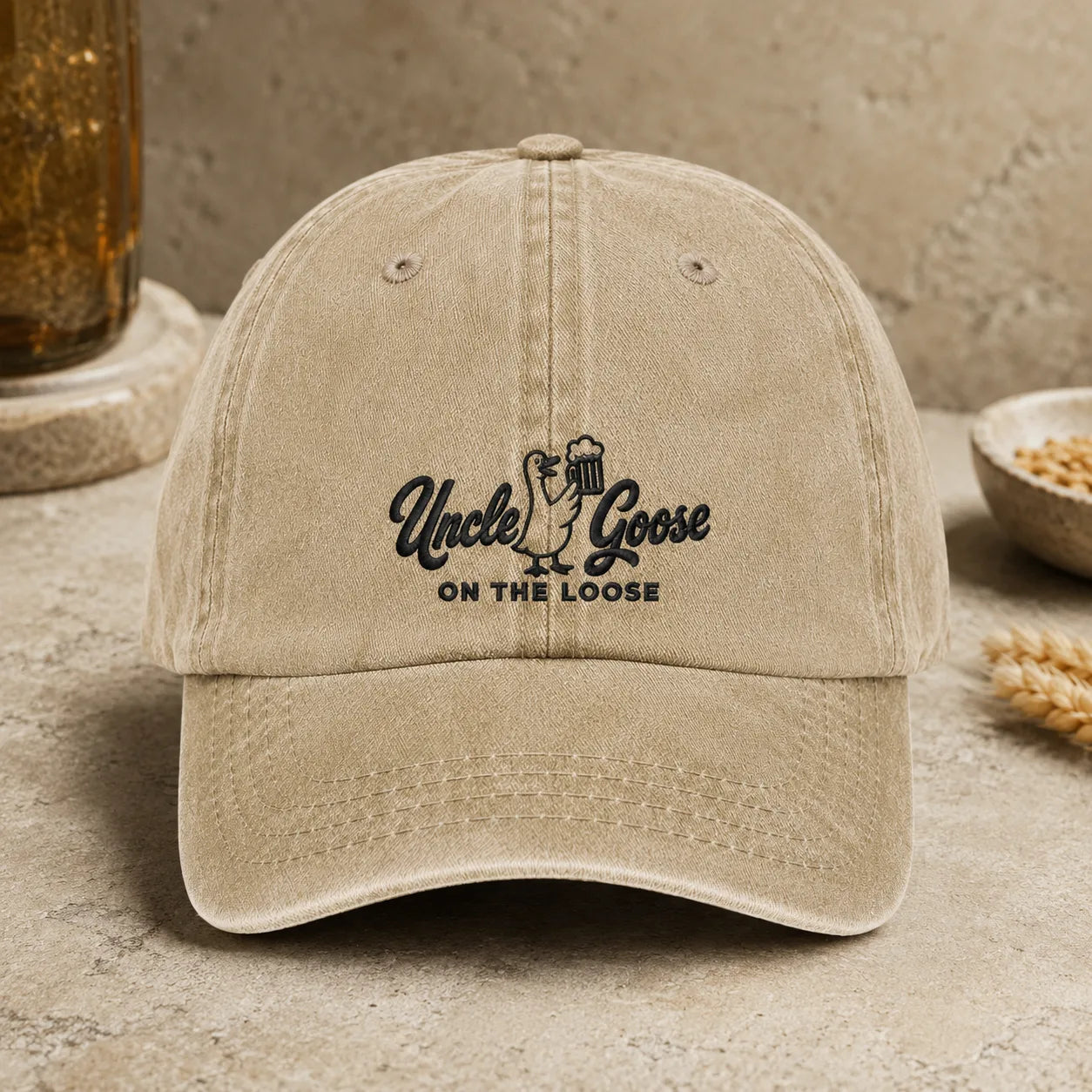 Uncle Goose On The Loose Washed Cap - washed cap - side view