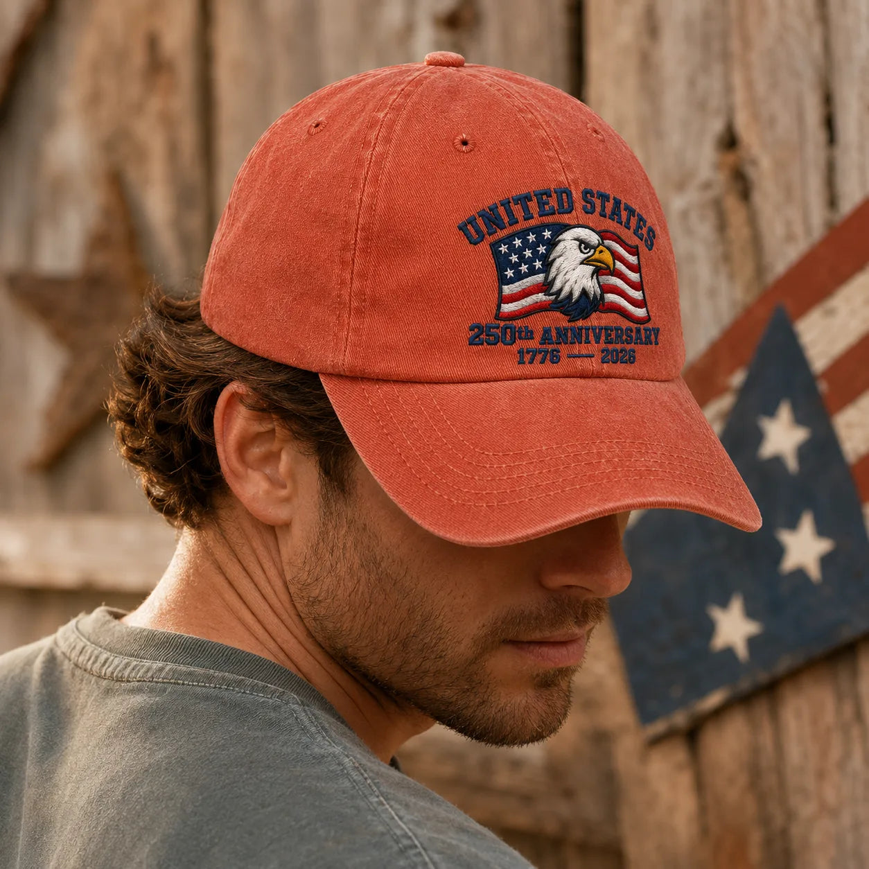United States 250th Anniversary Bold Washed Cap - washed cap - side view