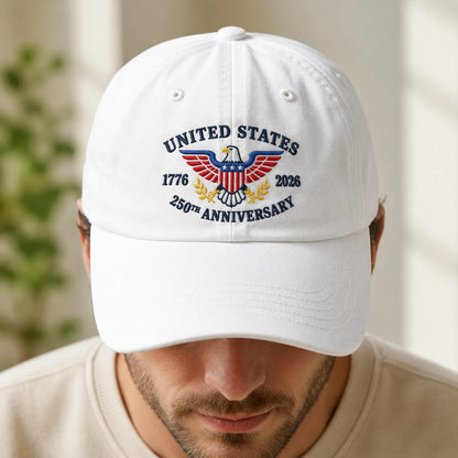 United States 250th Anniversary Patriotic Washed Cap - washed cap - close up