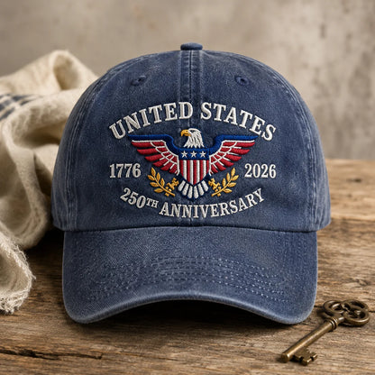 United States 250th Anniversary Patriotic Washed Cap - washed cap - front view