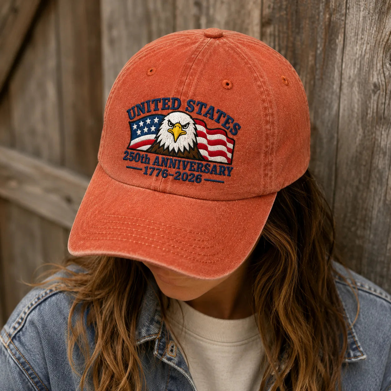 United States 250th Anniversary Red Washed Cap - washed cap - back view