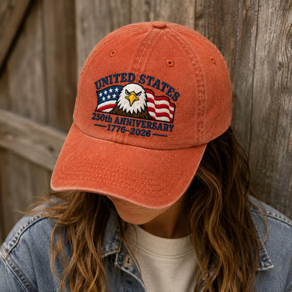 United States 250th Anniversary Red Washed Cap - washed cap - back view