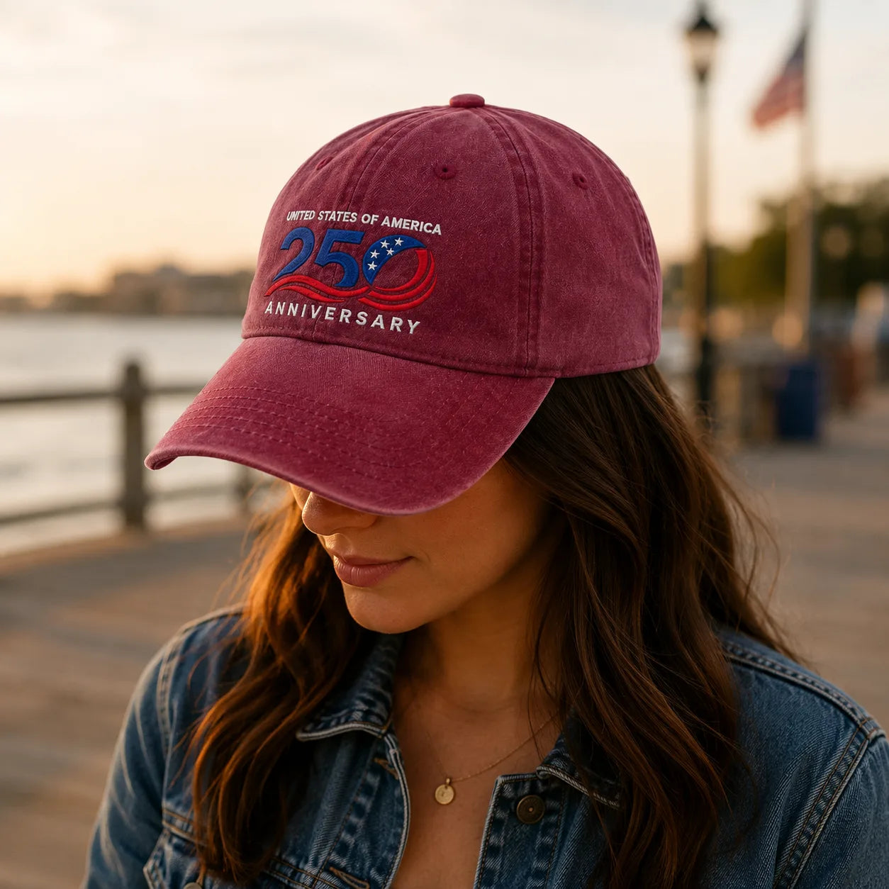 United States of America 250 Anniversary Washed Cap - washed cap - close up