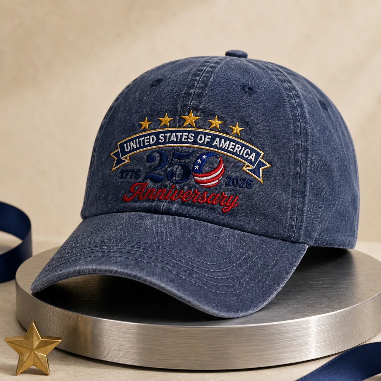 United States of America 250 Anniversary American Washed Cap - washed cap - side view