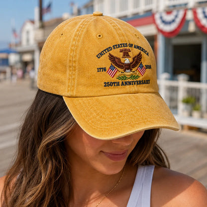 United States of America 250th Anniversary Eagle Washed Cap - washed cap - close up