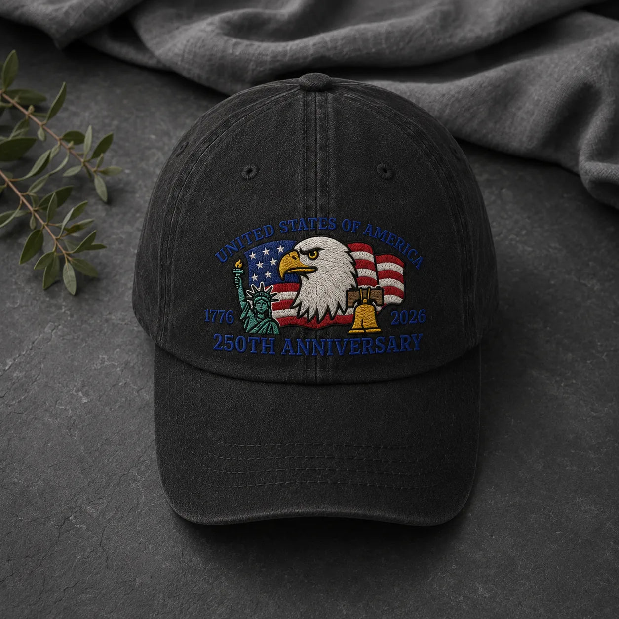 United States of America 250th Anniversary Red Washed Cap - washed cap - detail