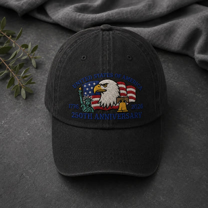 United States of America 250th Anniversary Red Washed Cap - washed cap - detail
