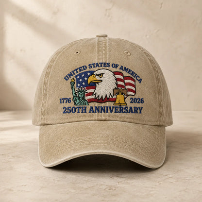 United States of America 250th Anniversary Red Washed Cap - washed cap - front view