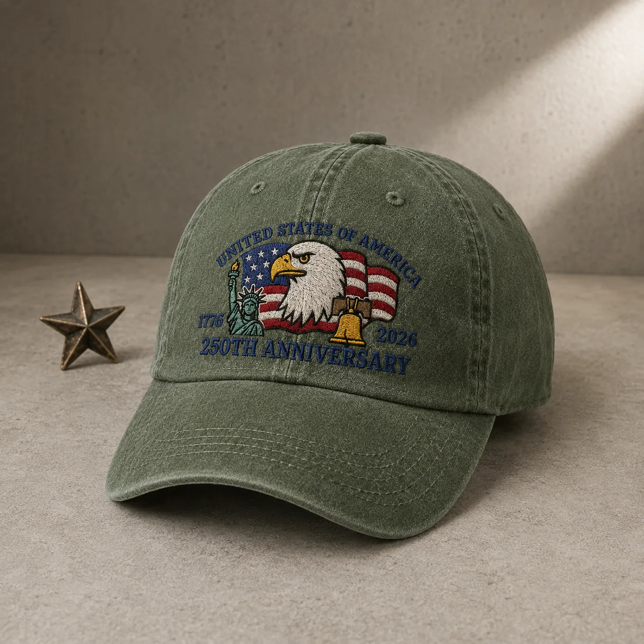 United States of America 250th Anniversary Red Washed Cap - washed cap - in use