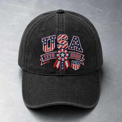 USA 1776-2026 Red Washed Cap - washed cap - detail