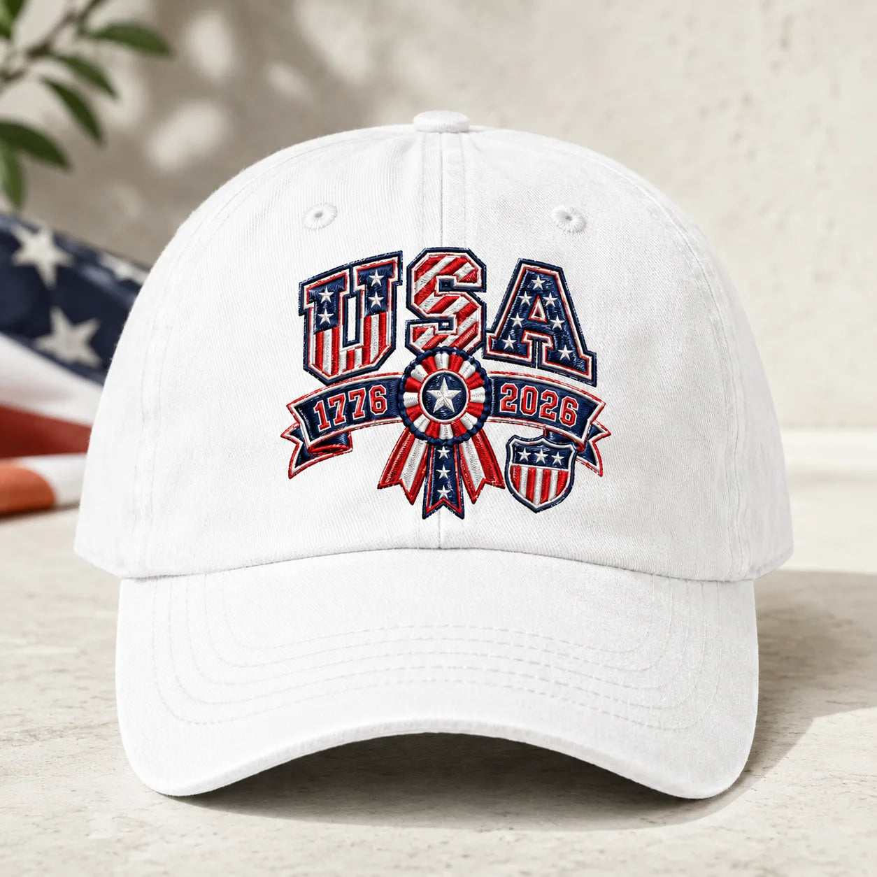USA 1776-2026 Red Washed Cap - washed cap - front view