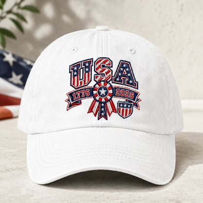 USA 1776-2026 Red Washed Cap - washed cap - front view