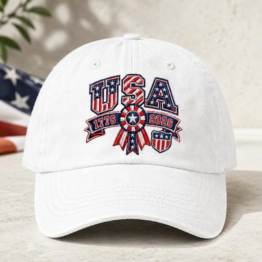 USA 1776-2026 Red Washed Cap - washed cap - front view