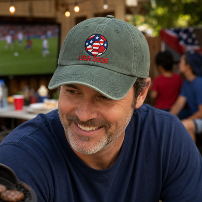 USA 2026 Soccer Embroidered Washed Cap - Washed Cap - detail