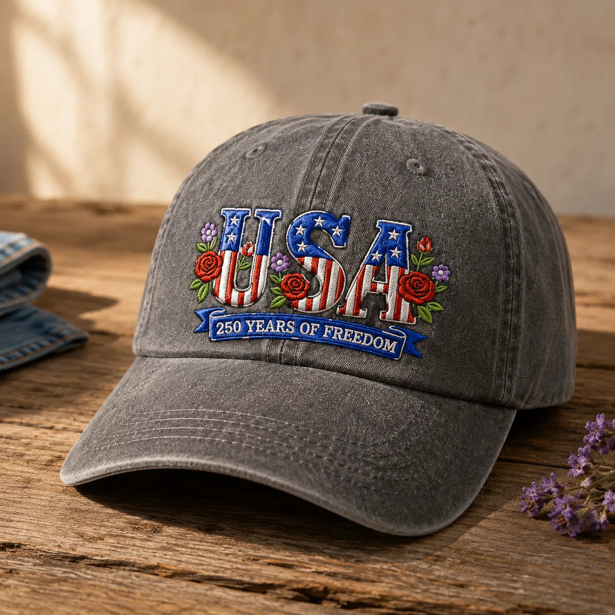 USA 250 Years of Freedom Classic Washed Cap - washed cap - in use