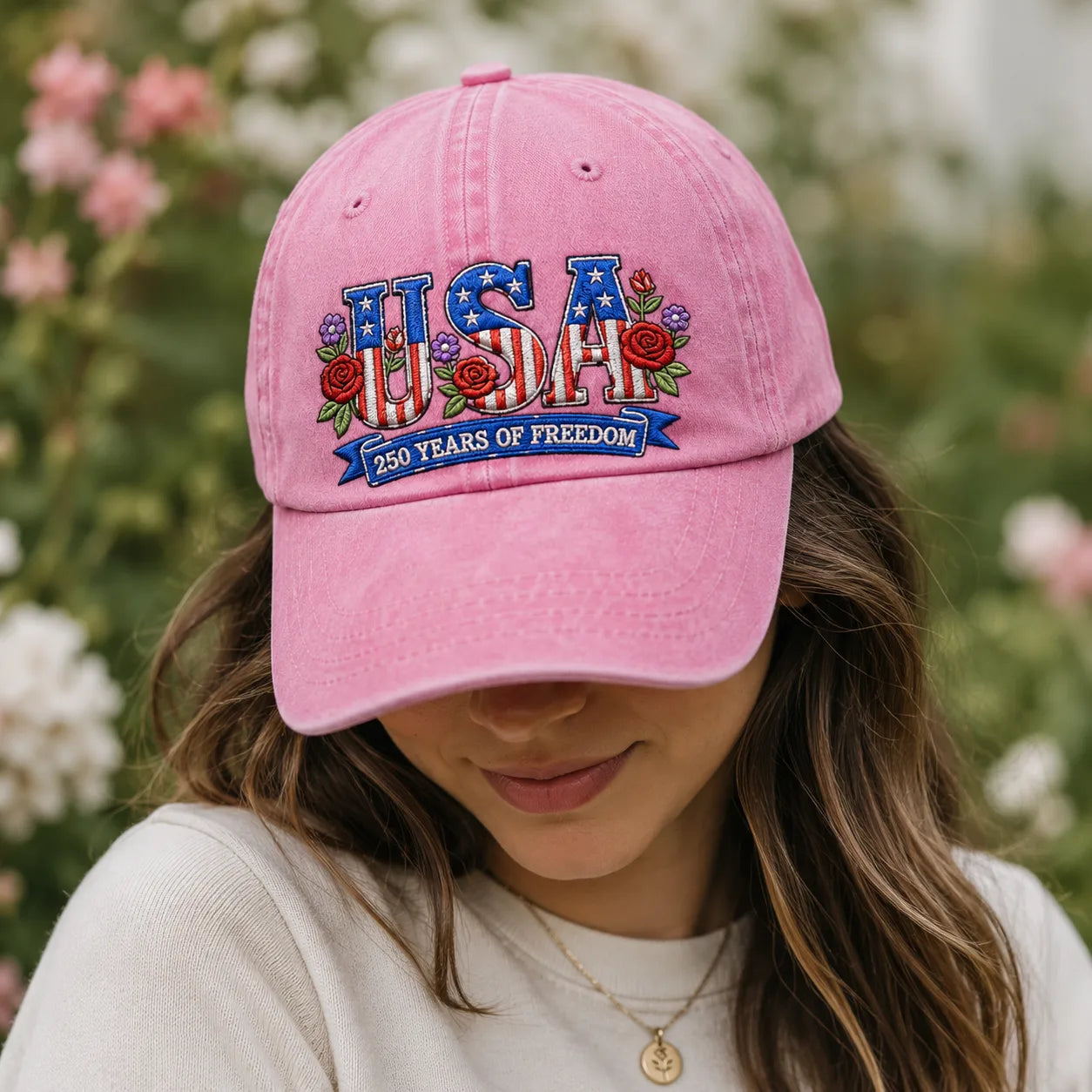 USA 250 Years of Freedom Classic Washed Cap - washed cap - side view