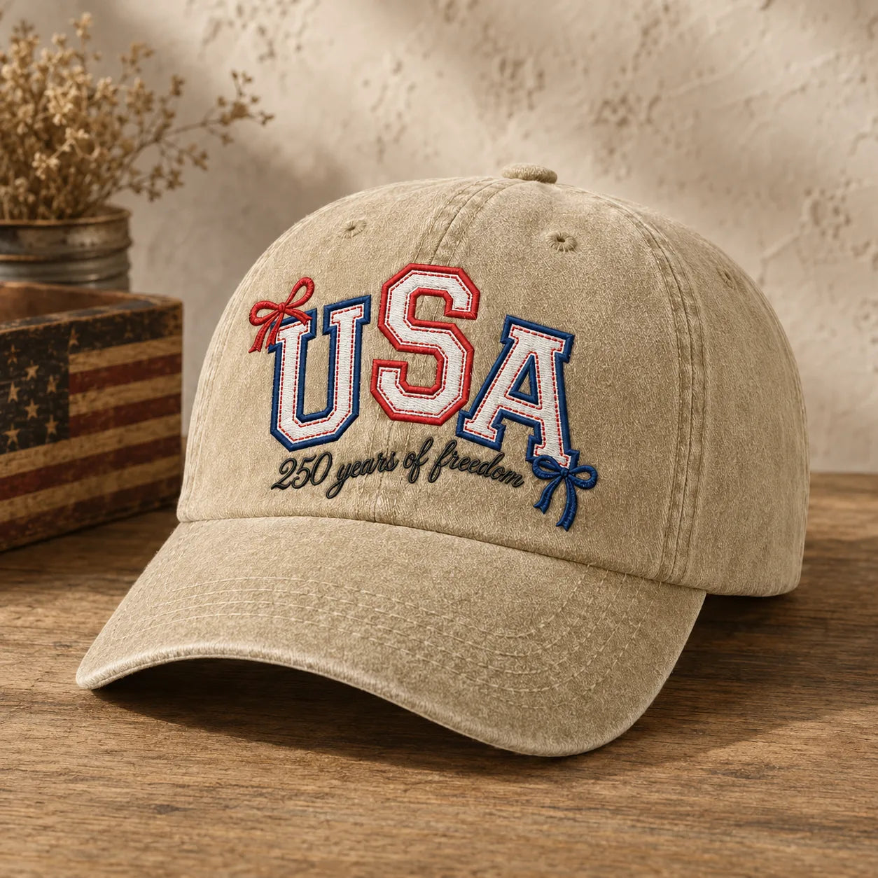 USA 250 Years of Freedom Patriotic Washed Cap - washed cap - lifestyle