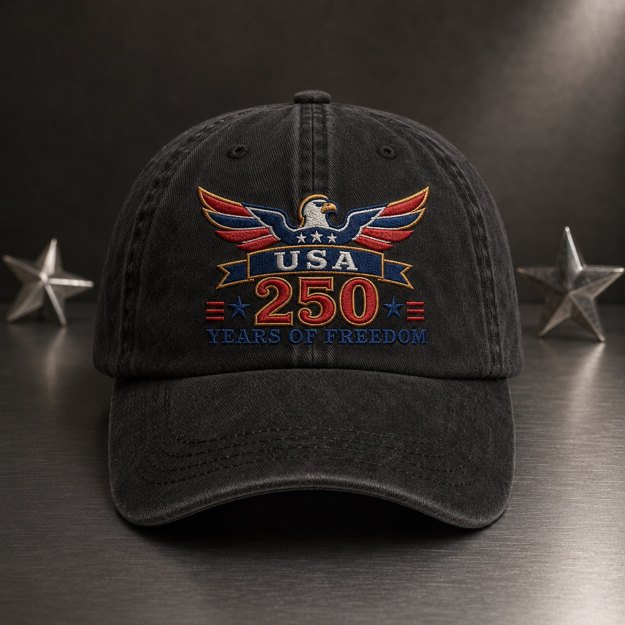 USA 250 Years of Freedom Red Washed Cap - washed cap - front view