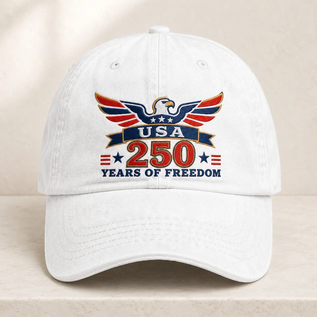 USA 250 Years of Freedom Red Washed Cap - washed cap - front view
