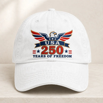 USA 250 Years of Freedom Red Washed Cap - washed cap - front view