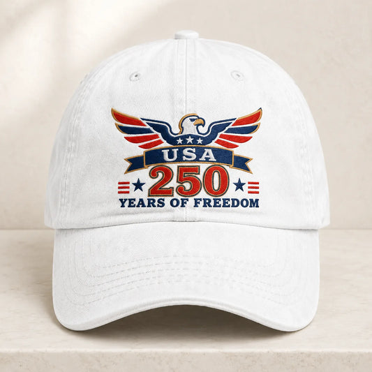 USA 250 Years of Freedom Red Washed Cap - washed cap - front view